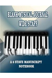 Blank Musical Journal wide staff A 6 stave manuscript