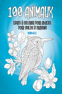 Livres à colorier pour adultes pour stylos et crayons - Mandala - 100 animaux