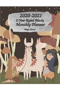 2020-2021 2-Year Ruled Blocks Monthly Planner Magic Forest