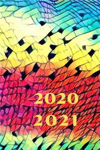 Teal Yellow Pink Rainbow Trout Fish Skin Print Fly Fishing Cute 25 Month Weekly Planer Dated Calendar for Men or Women