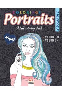 Coloring portraits - night - 2 books in 1