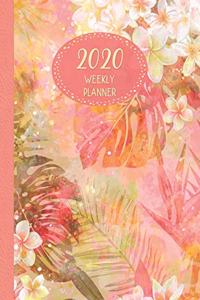 2020 Weekly Planner: January 2020 - January 2021 Dated 13 Month Planner-Flowers and Butterfly Coloring Pages-Tropical Floral