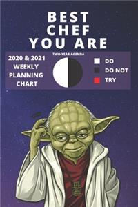 2020 & 2021 Two-Year Weekly Planner For Best Chef Gift - Funny Yoda Quote Appointment Book - Two Year Agenda Notebook