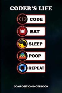 Coder's Life Code Eat Sleep Poop Repeat