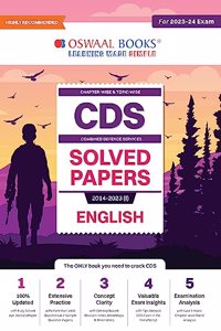 Oswaal CDS Combined Defence Services Chapterwise & Topicwise (2014-2023) 10 Solved Papers English (For 2023-24 Exam)