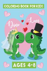 DINO love coloring book for kids ages 4-8