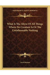 What Is the Abyss of All Things Where No Creature Is or the Unfathomable Nothing