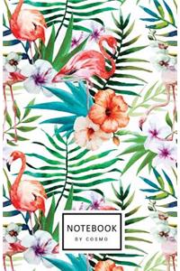 Notebook: Dot-Grid Journal, 122 Pages 5.5x8.5 Pink Flamigo and Joy of Trees