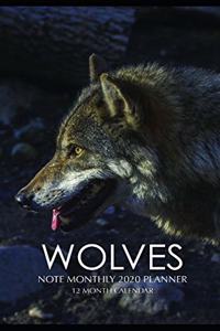 Wolves Note Monthly 2020 Planner 12 Month Calendar