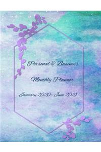 Personal & Business Monthly Planner January 2020 - June 2021