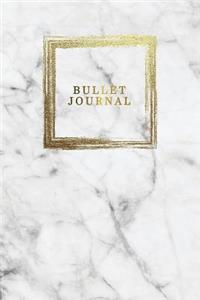 Bullet Journal: Marble + Gold Trendy Journal - 120-Page 1/4 Inch Dot Grid Notebook- 6 X 9 Marble & Gold Perfect Bound Softcover