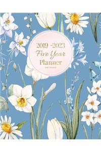 2019-2023 Five Year Planner White Flowers