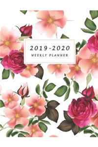 2019-2020 Weekly Planner: Large Two Year Planner with Floral Cover and Coloring Pages (Volume 1)