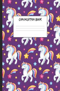Composition Book: Unicorns and Stars, 200 Pages, College Ruled (7.44 X 9.69)
