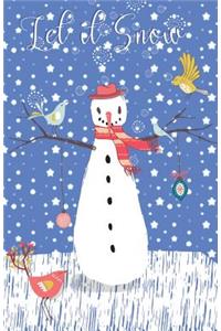 Journal Notebook Snowman and Birds In Snow Scene - Mauve