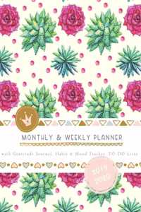 Monthly & Weekly Planner 2019 - 2020 with Gratitude Journal, Habit & Mood Tracker, TO-DO Lists