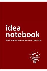 Idea Notebook Blank B5 WineRed Lined 8mm 140 Pages BULB