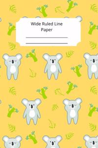 Cute Baby Koala Theme Wide Ruled Line Paper