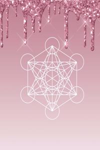 Metatron's Cube Pink Glitter Dripping Paint 8.5 x 11 150 Pages College Ruled Lined Journal Notebook