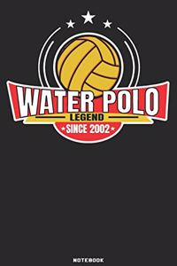 Water Polo Legend since 2002 Notebook