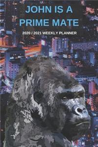 2020 / 2021 Two Year Weekly Planner For John Name - Funny Gorilla Pun Appointment Book Gift - Two-Year Agenda Notebook