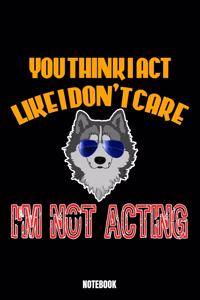 You Think I Act Like I Don'T Care I'M Not Acting Notebook: Theater Notizbuch A5 punktierte 110 Seiten, Notizheft / Tagebuch / Reise Journal, perfektes Geschenk für Sie Ihre Familie und Freunde gedacht, die g