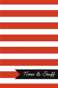 Notes & Stuff - Lined Notebook with Red Striped Pattern Cover