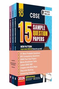 PW CBSE 15 Sample Question Papers Class 10 2025-26 - Science, Maths(Std), Eng Combo For 2026 Board Exam (Paperback, PW)
