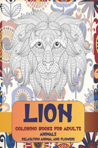 Coloring Books for Adults Relaxation Animal and Flowers - Animals - Lion