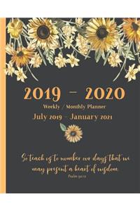 2019 - 2020 Weekly and Monthly Planner July 2019 - January 2021