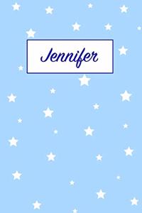 Jennifer: First Name Personalized Notebook. College Ruled Journal. Pastel Pink Writing Diary with Stars Pattern for Girls and Women