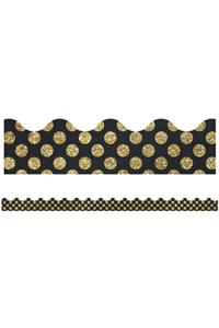 Sparkle and Shine Gold Glitter Dots Scalloped Borders