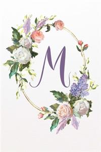 M: White Pink Floral 6"x9" Lined Notebook