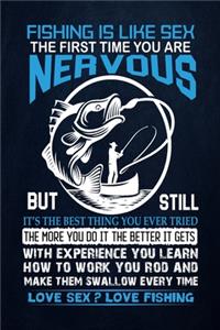 Fishing is Like Sex First Time You are Nervous But Still It's The Best thing You Ever Tried The More You Do It The Better It Gets with Experience You Learn