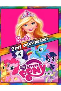 2 in 1 Coloring Book Barbie and My Little Pony