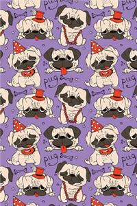 Journal Notebook Funny Pugs Pattern 8