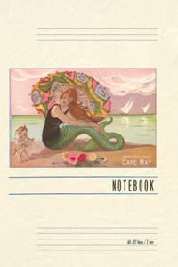 Vintage Lined Notebook Greetings from Cape May, Mermaid with Cherub