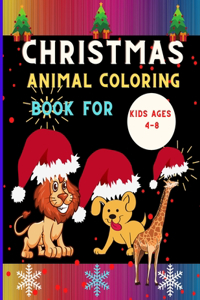 Christmas animal coloring book for kids ages 4-8