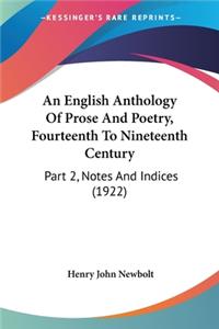 English Anthology Of Prose And Poetry, Fourteenth To Nineteenth Century