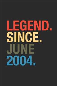 Legend Since June 2004: Graph Ruled Notebook - Journal for June Birthday Gift Idea