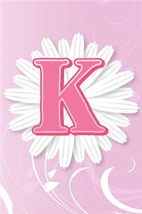 K: Letter K Monogram Pink & White Paper Flower Petal Notebook & Journal