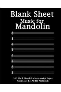 Blank Sheet Music for Mandolin Notebook