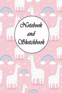 Llama Notebook and Sketchbook: Cute Llama Workbook for Girls Teens Students for Home School College, Lined Pages and Blank Pages, Perfect Llama Gift