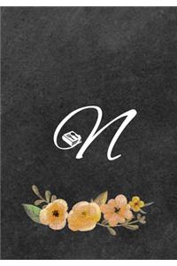 Initial Monogram Letter N on Chalkboard