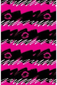 Bullet Journal Pink Lips - Abstract Pink and Black Pattern