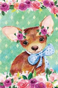 Bullet Journal Notebook for Dog Lovers Chihuahua Puppy in Flowers 2