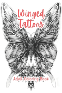 Winged Tattoos Adult Coloring Book Grayscale Images By TaylorStonelyArt