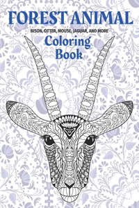 Forest Animal - Coloring Book - Bison, Otter, Mouse, Jaguar, and more