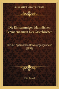 Einstammigen Mannlichen Personennamen Des Griechischen