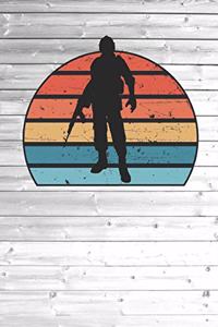 Armed Services Military Soldier Silhouette Image On A Retro Vintage 70s Distressed Sunset Journal